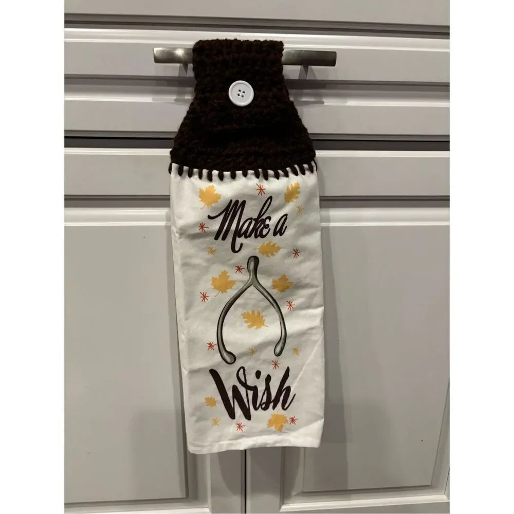 Crochet Top Kitchen Towel-Make a wish. (Wishbone)